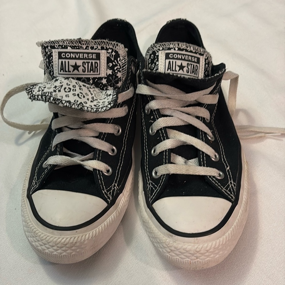 Converse Chuck Taylor Double Tongue Kids / Juniors Black and White Sneakers